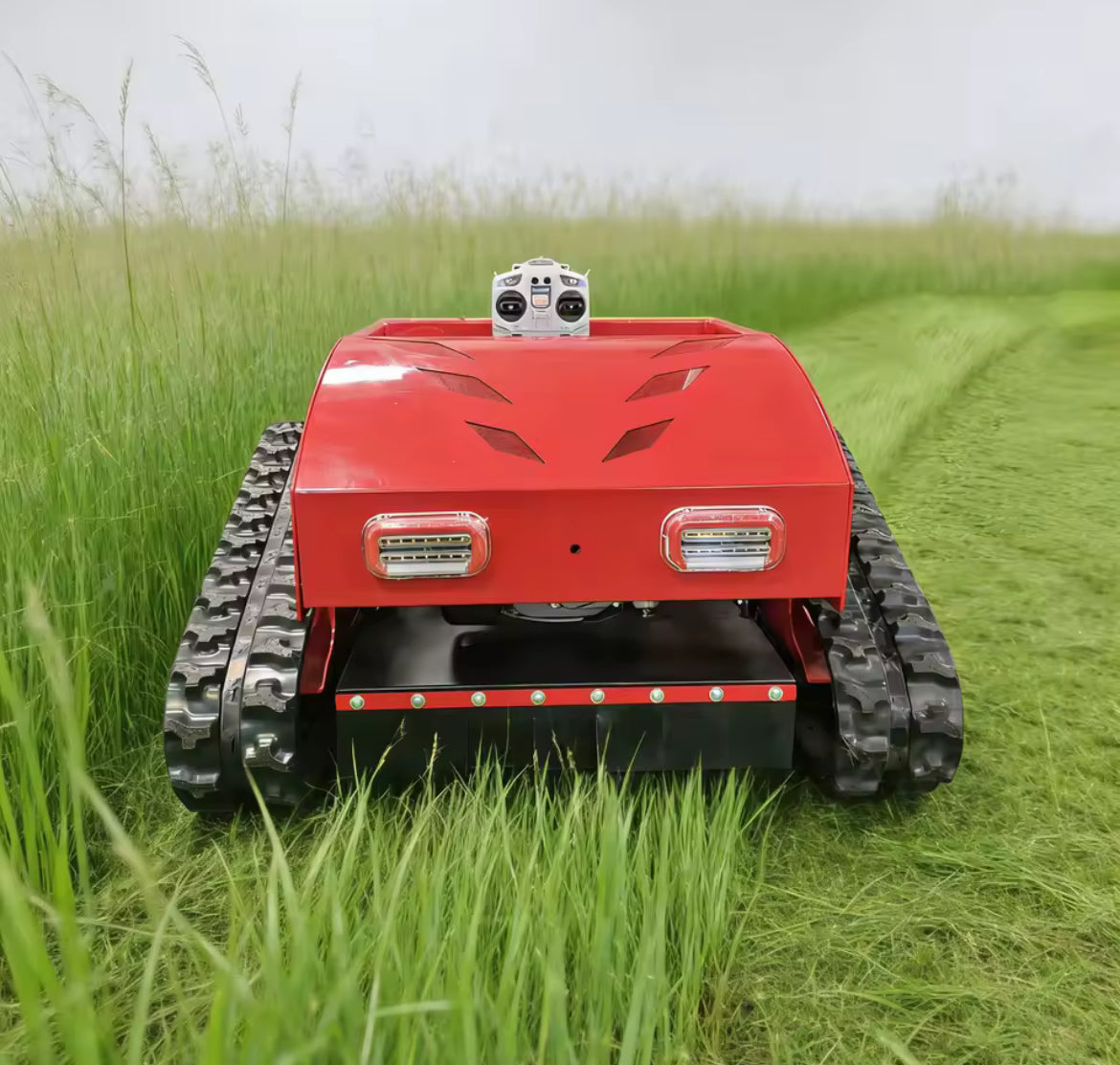 Remote Control Lawn Mower Tracked Brush Cutter Gas Powered All Terrain RC Mower for Hills Fields Farms!